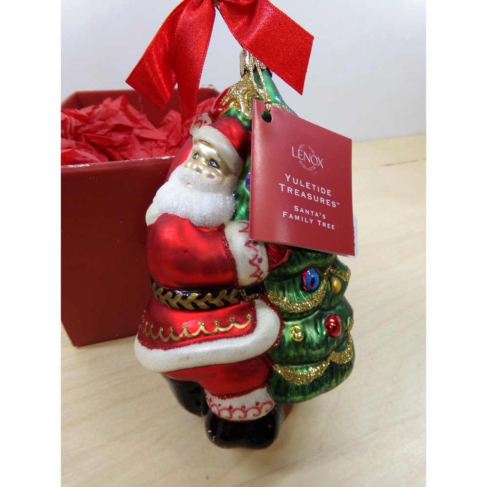 Lenox Yuletide Treasures Glass Tree Ornament Santa's Family‎ Tree Christmas